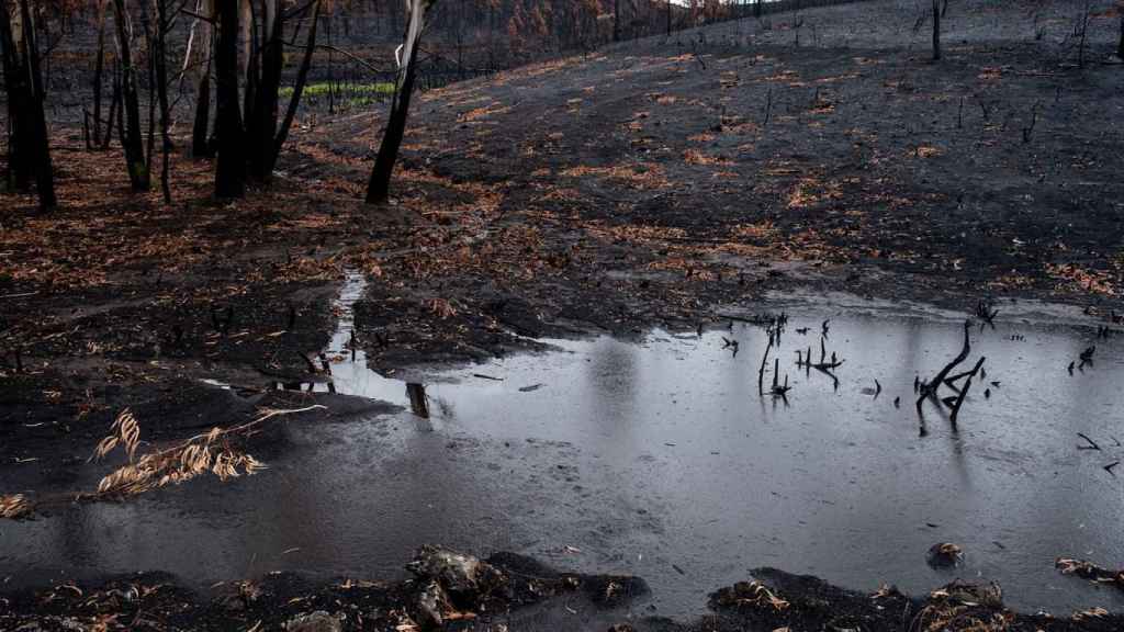 Lluvias tras el incendio reciente en Ourense.