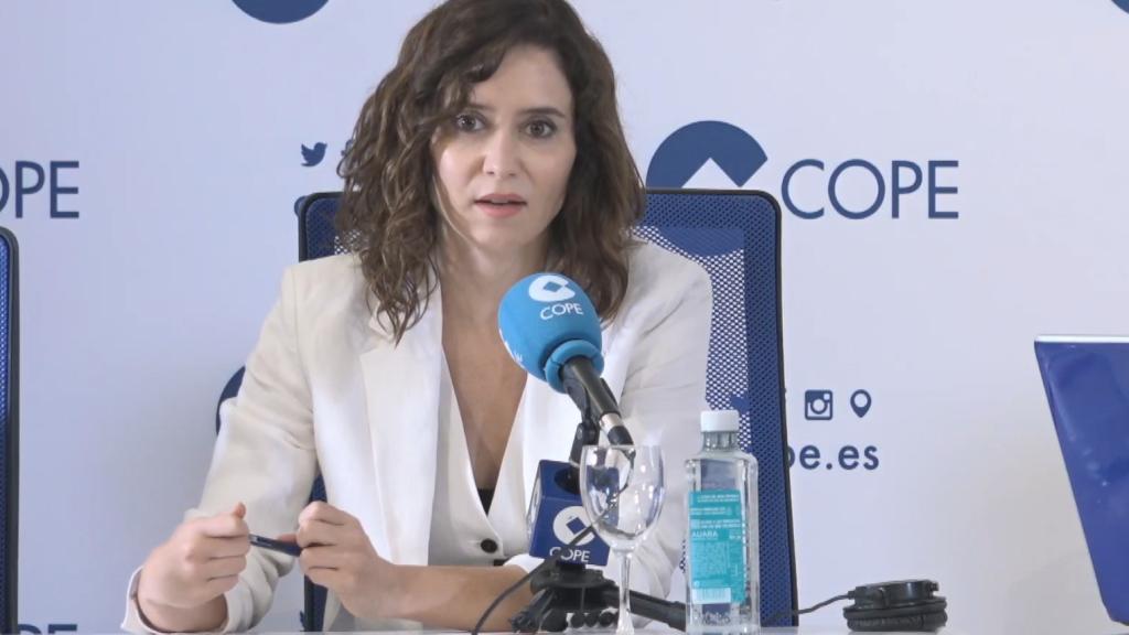 Isabel Díaz Ayuso, presidenta de la Comunidad de Madrid, este miércoles en 'Herrera en COPE'.
