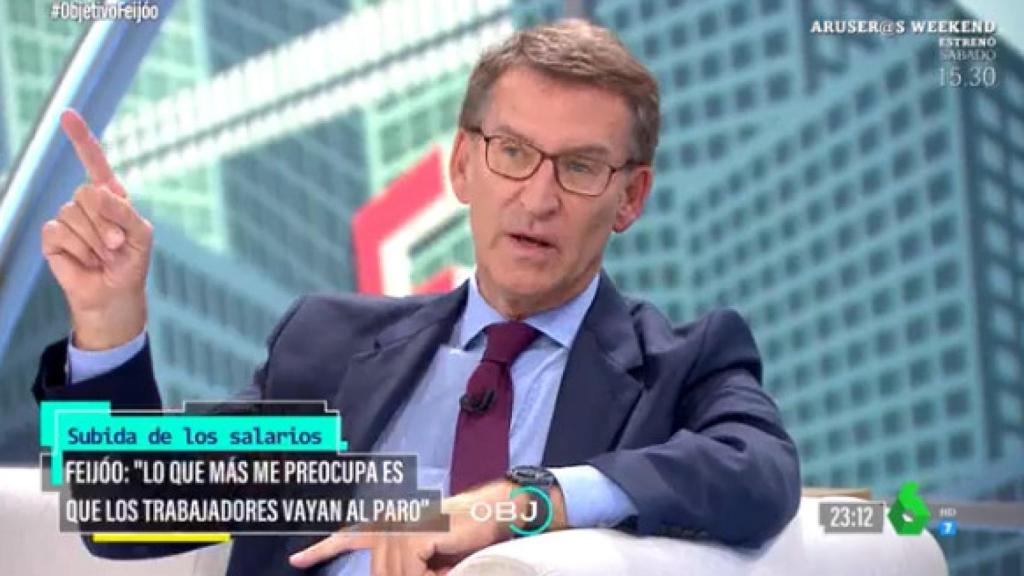Alberto Núñez Feijóo, durante un momento de la entrevista.