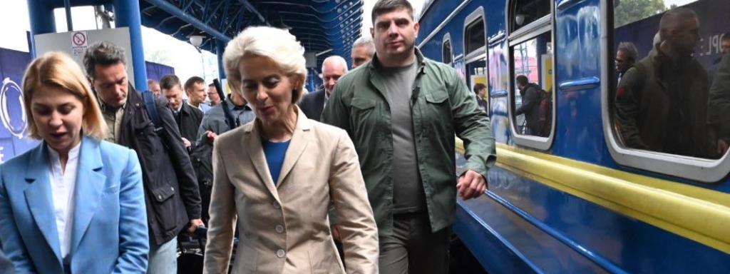 Ursula Von der Leyen, a su llegada a Kiev este jueves.