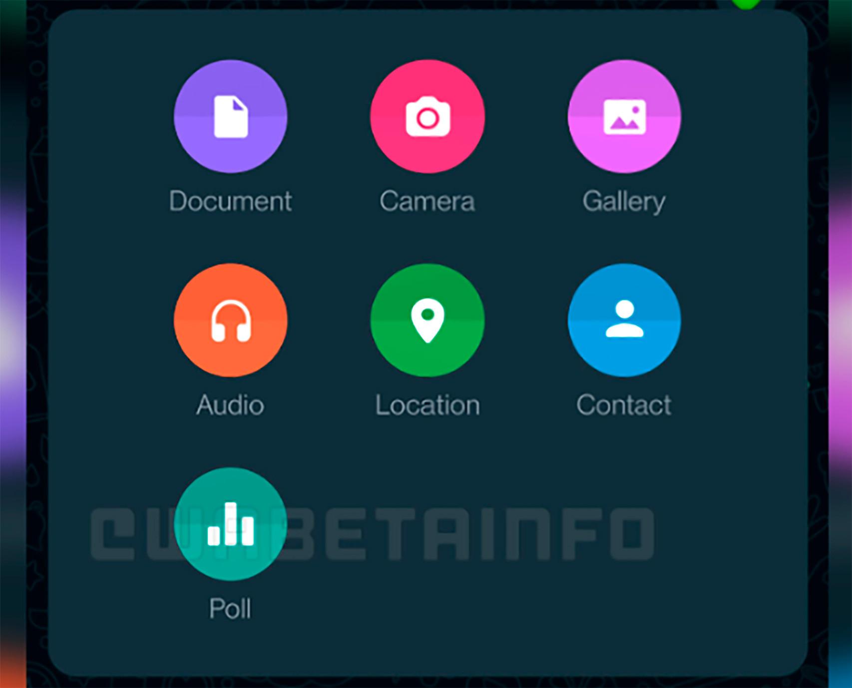 El menú de compartir con la opción de realizar una encuesta en WhatsApp