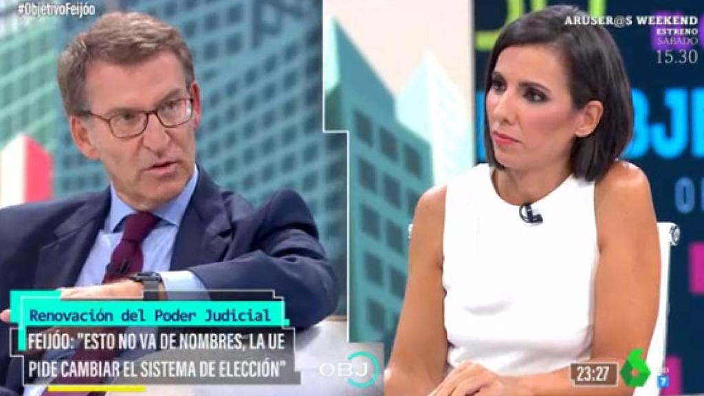 Un momento de la entrevista de Ana Pastor a Alberto Núñez Feijóo.