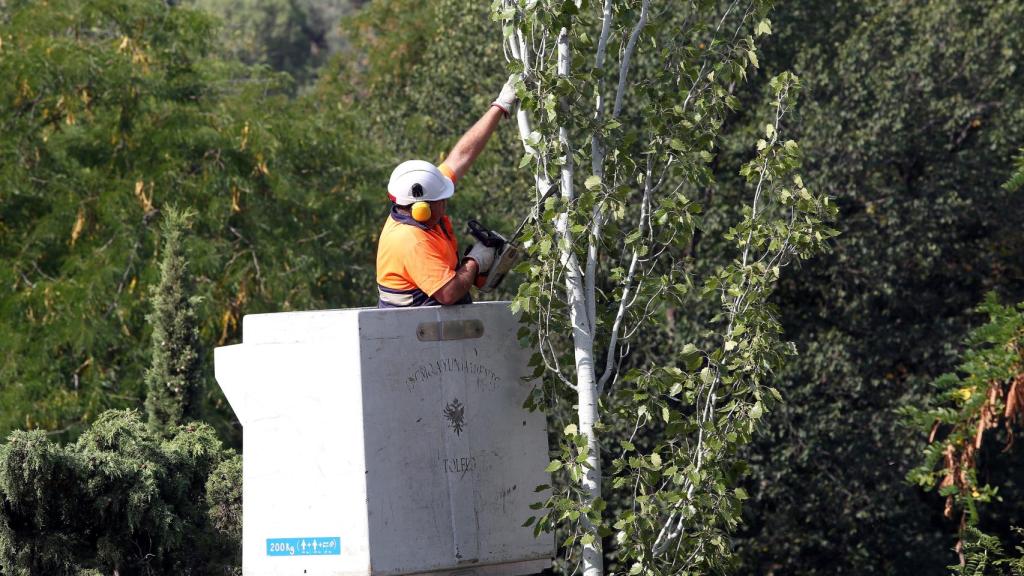 Un trabajador desempeña su jornada laboral en Toledo.