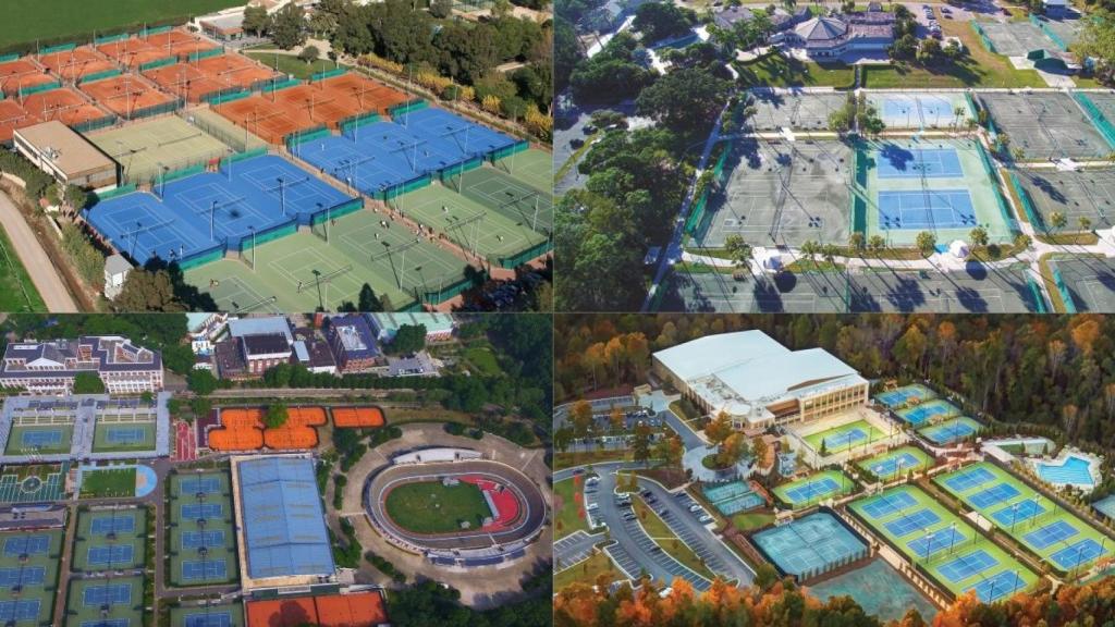 Las cuatro sedes de la Emilio Sánchez Academy. Arriba a la izquierda, la de Barcelona