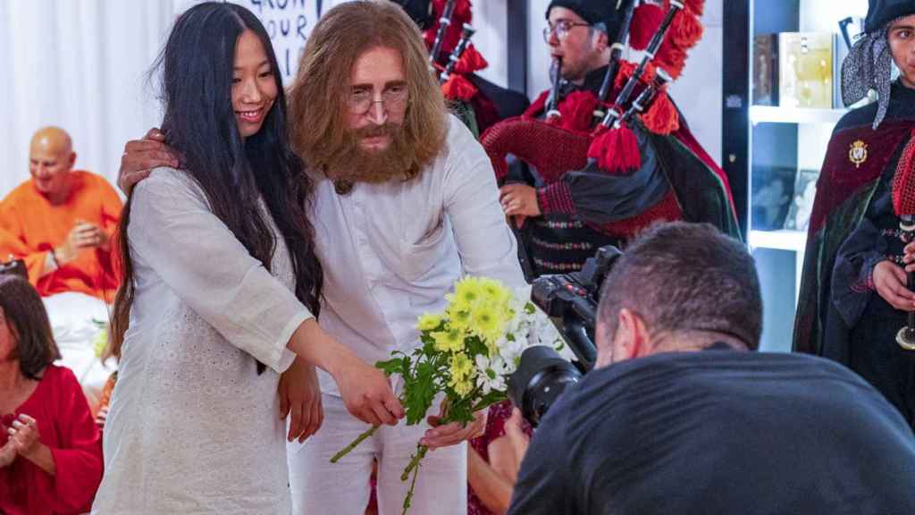 Grabación del videoclip sobre los Beatles.