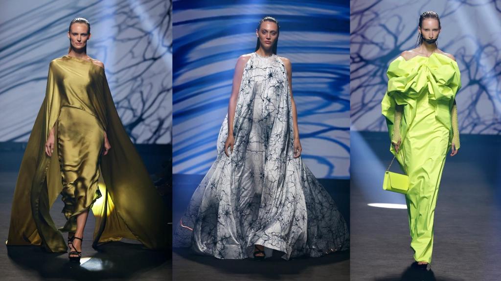 Tres modelos del desfile de Roberto Diz.