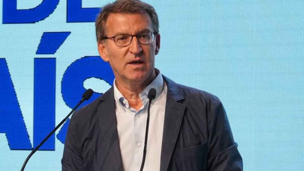 Alberto Núñez-Feijóo, presidente del Partido Popular, este domingo en Toledo.