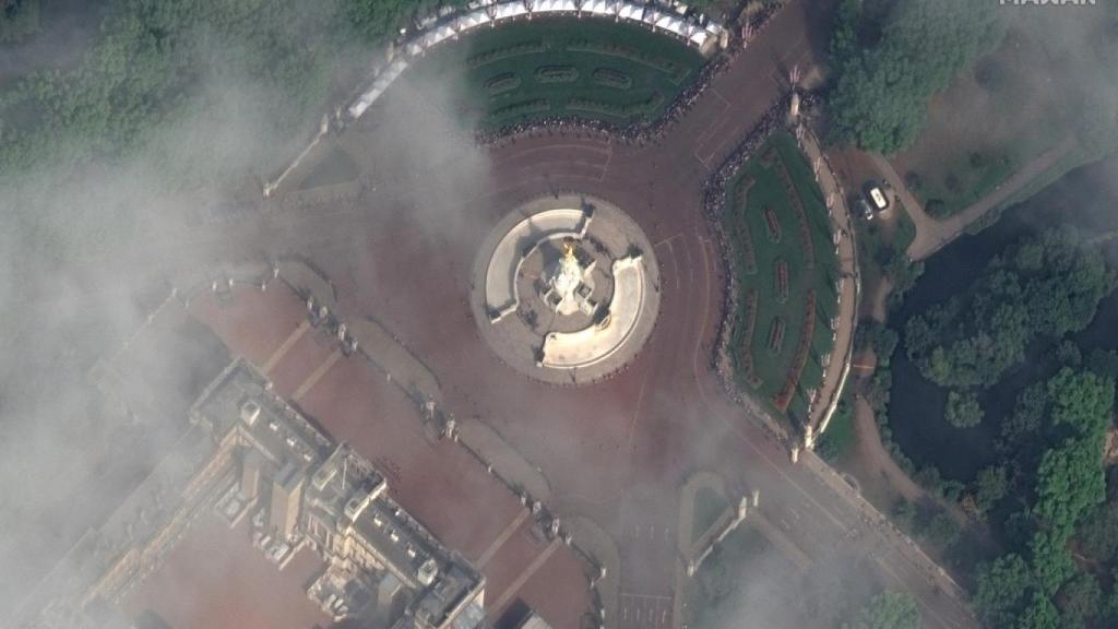 Imágenes aéreas del funeral de Isabel II de este lunes.