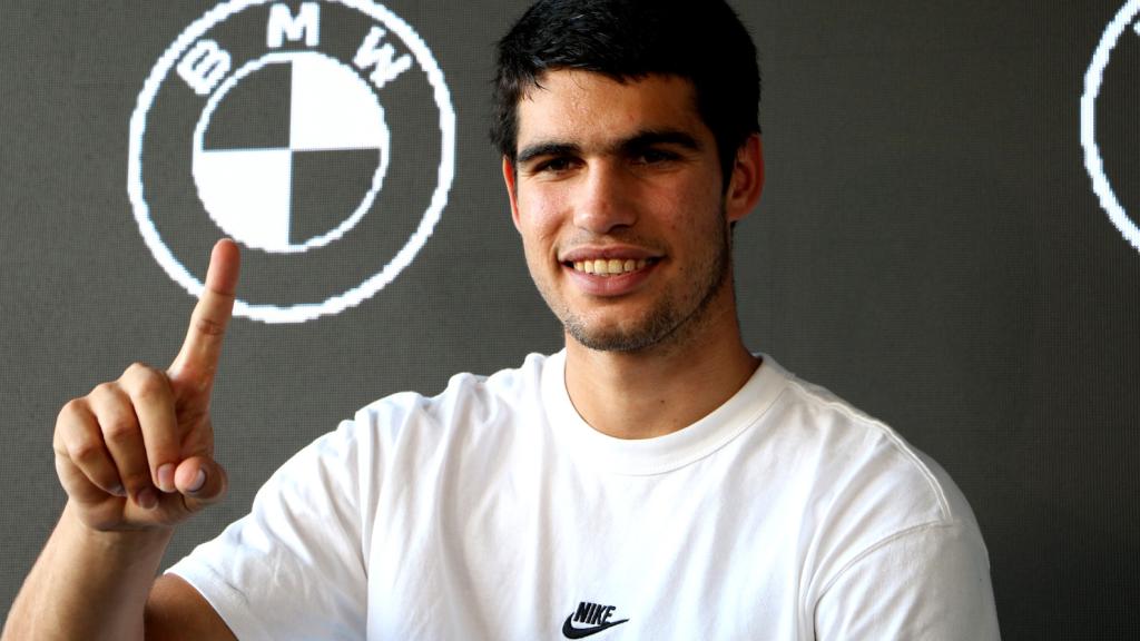Carlos Alcaraz durante su presentación en Madrid como nuevo embajador de BMW.