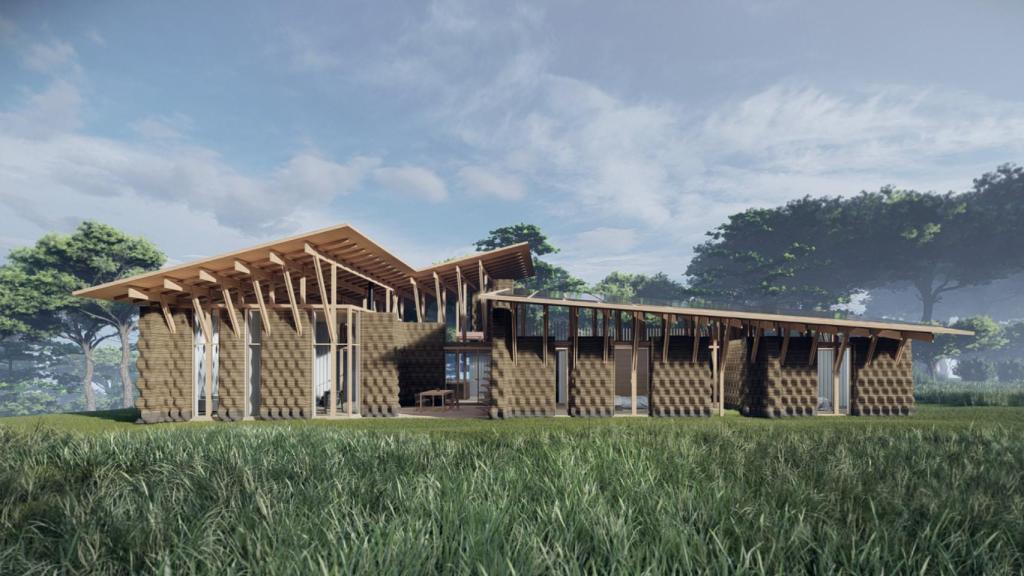 Un boceto de la casa que pretenden construir con esta técnica.