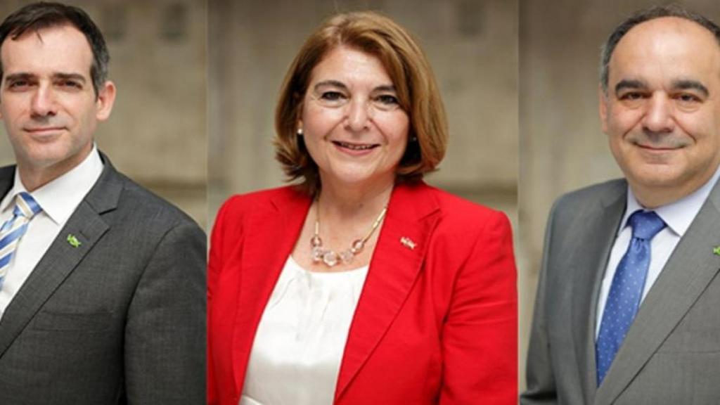 Los diputados de Vox en Murcia, Juan José Liarte, Mabel Campuzano y Francisco Carrera.
