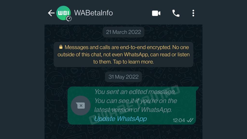 Mensaje editado en WhatsApp.