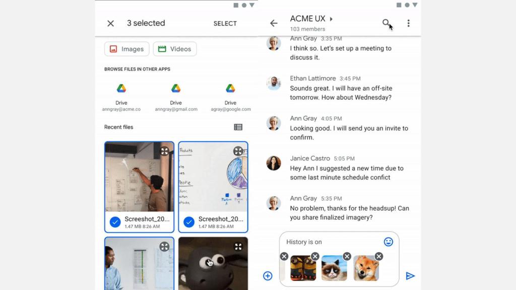Selector de fotos y vídeos en Google Chat