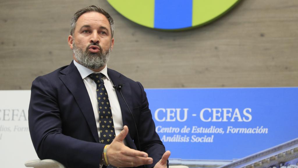 Santiago Abascal, durante una charla impartida en el CEU este martes.