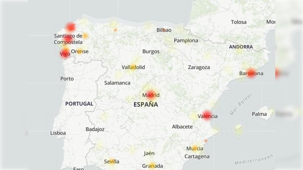 Mapa de incidencias de Movistar.