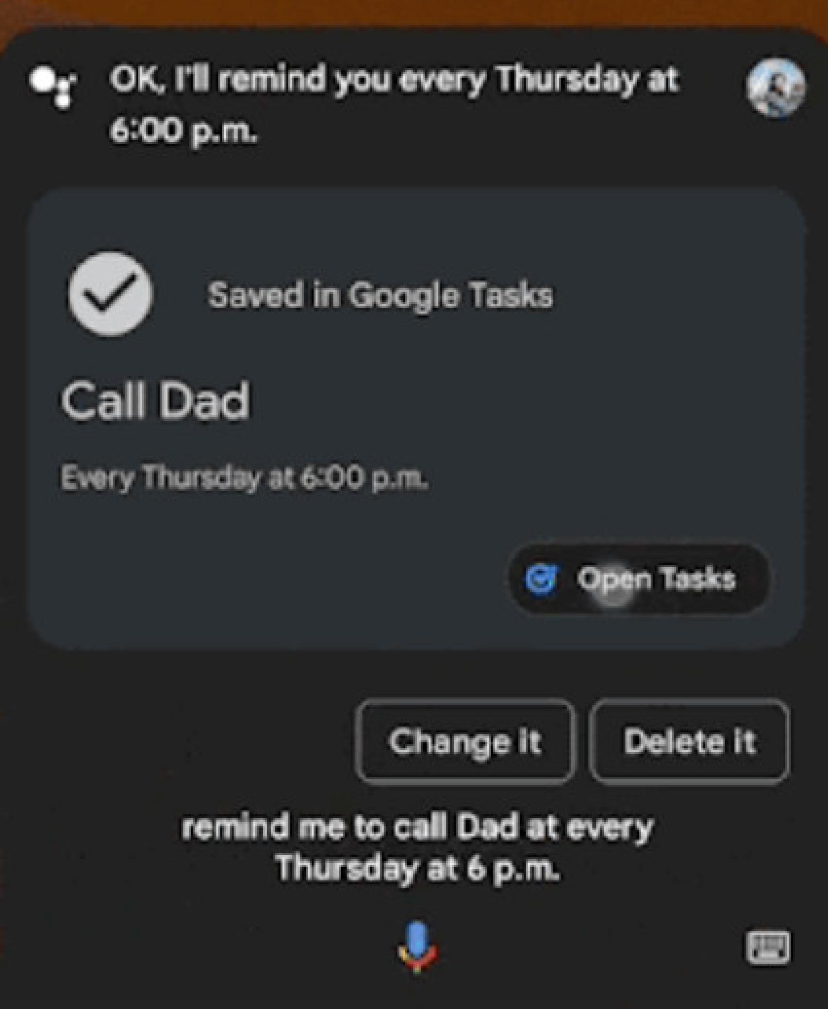 Abrir tareas en recordatorio de Assistant