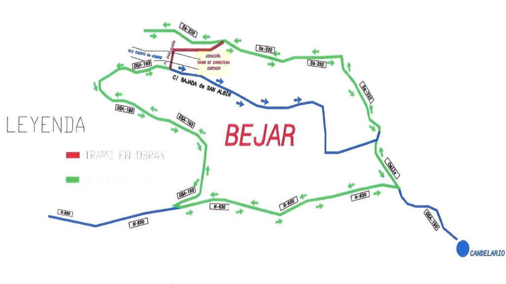 Mapa de los cortes en la provincia de Salamanca.