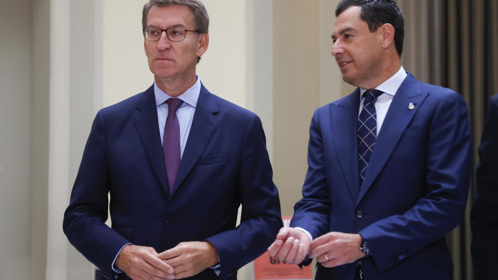 Alberto Núñez Feijóo y Juan Manuel Moreno, en Madrid.