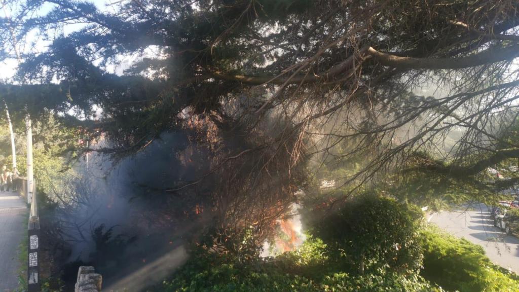 Incendio en zona ajardina de Ronda de Outeiro