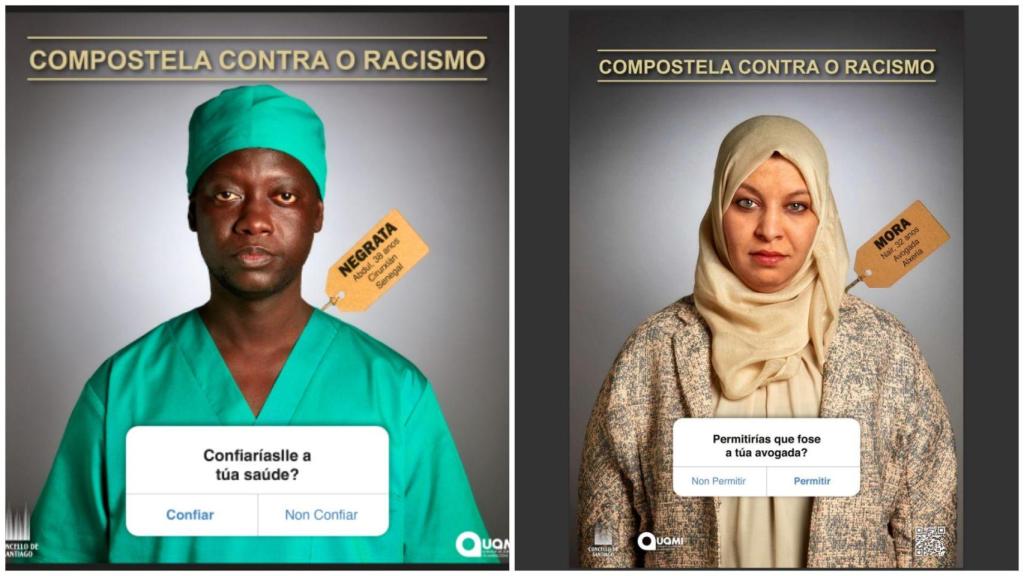 Carteles de la campaña Compostela contra o racismo