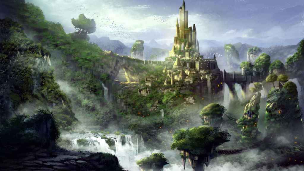 Paisaje digital de videojuego.