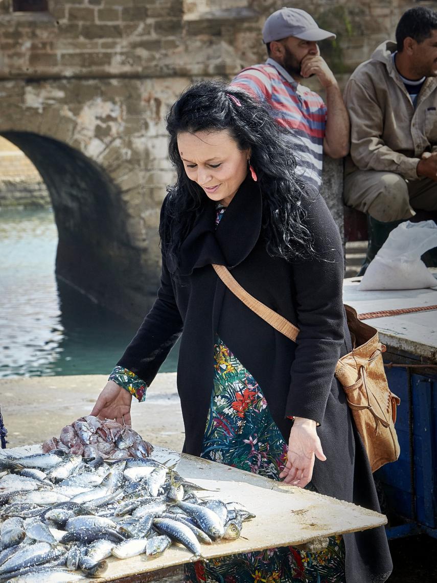 Najat Kaanache en el mercado.