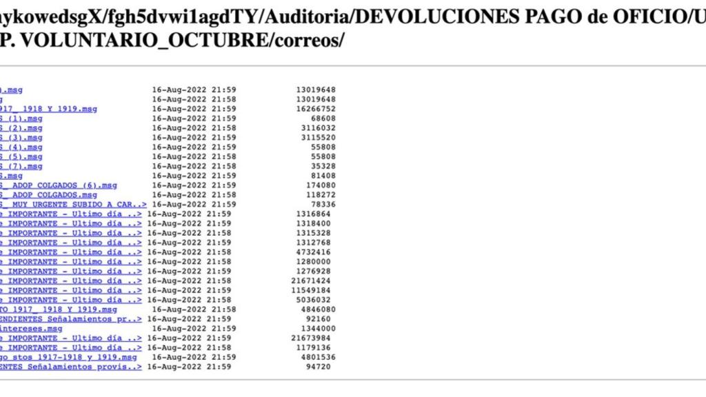 Captura de pantalla de una de las carpetas filtradas en la web de Vice Society.