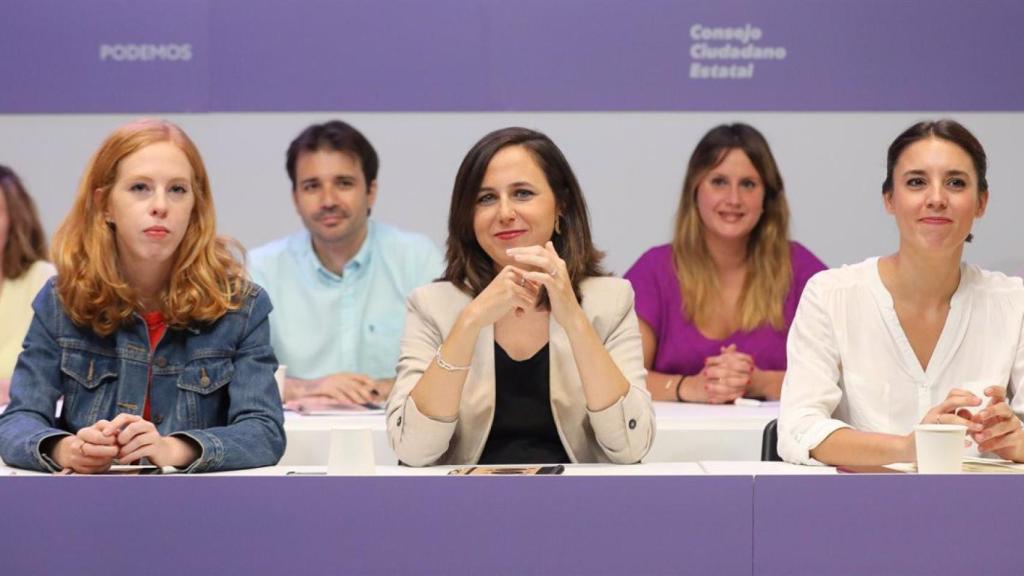 Ione Belarra, Irene Montero y Lilith Verstrynge en el Consejo Ciudadano Estatal de Podemos.