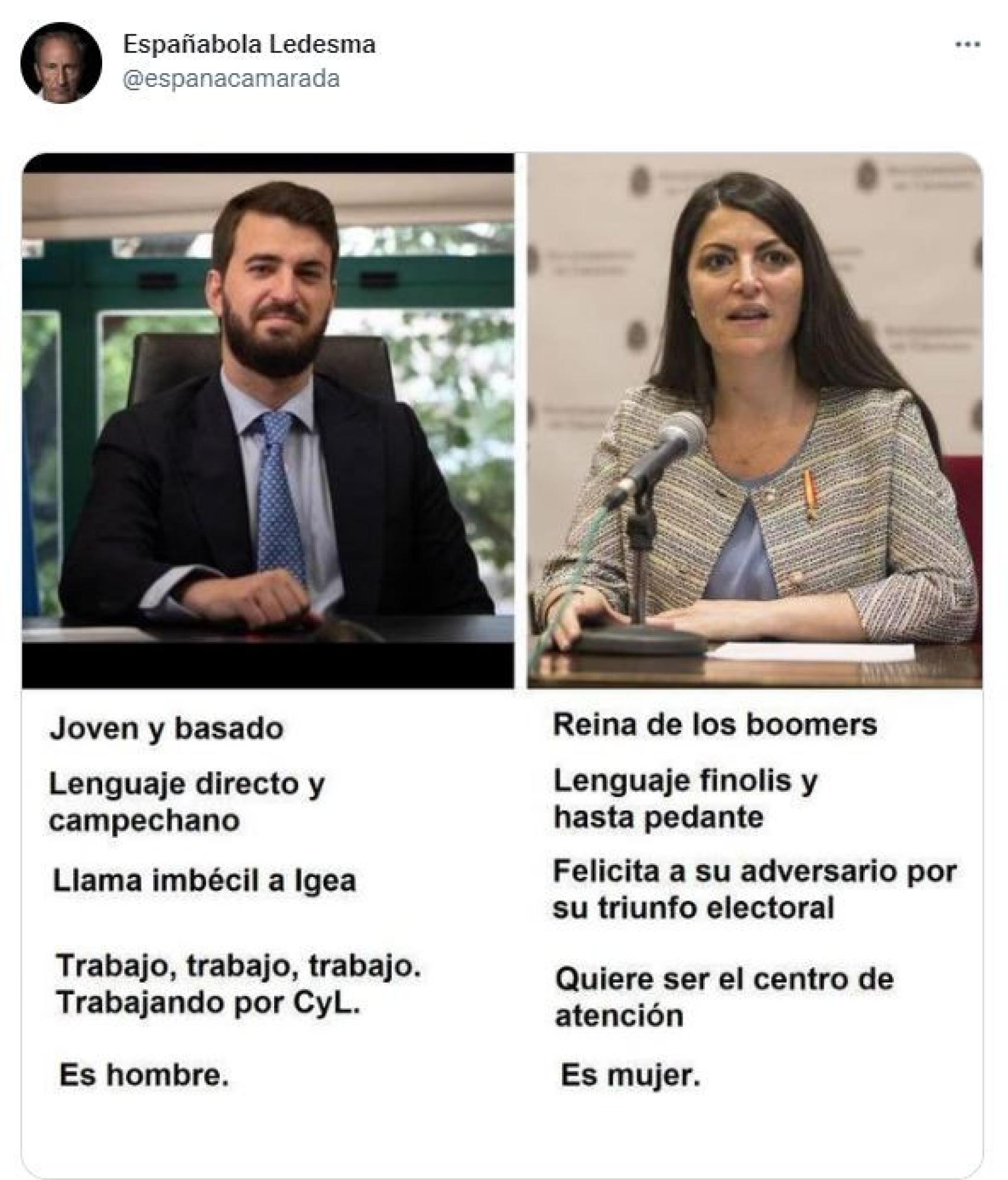 Tuit de la cuenta que Olona acusa de estar financiada por Vox con ataques directos hacia ella.