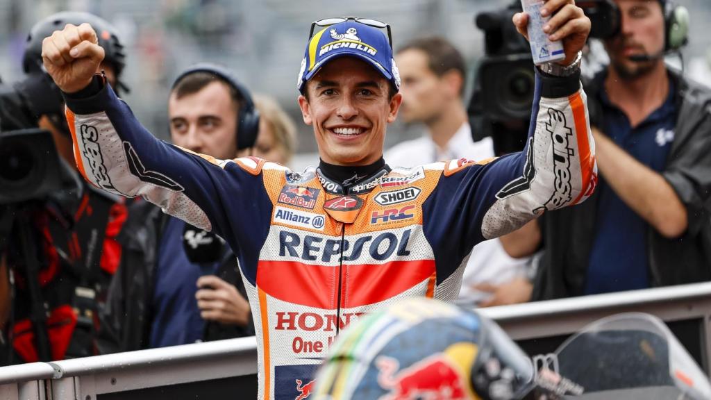 Marc Márquez, celebrando la pole en Motegi durante el GP de Japón 2022