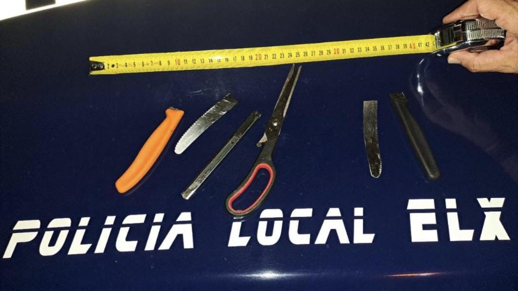 Las armas requisadas por la Policía de Elche.