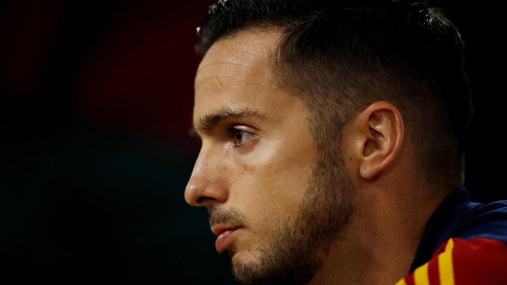 Pablo Sarabia, en rueda de prensa de la UEFA Nations League