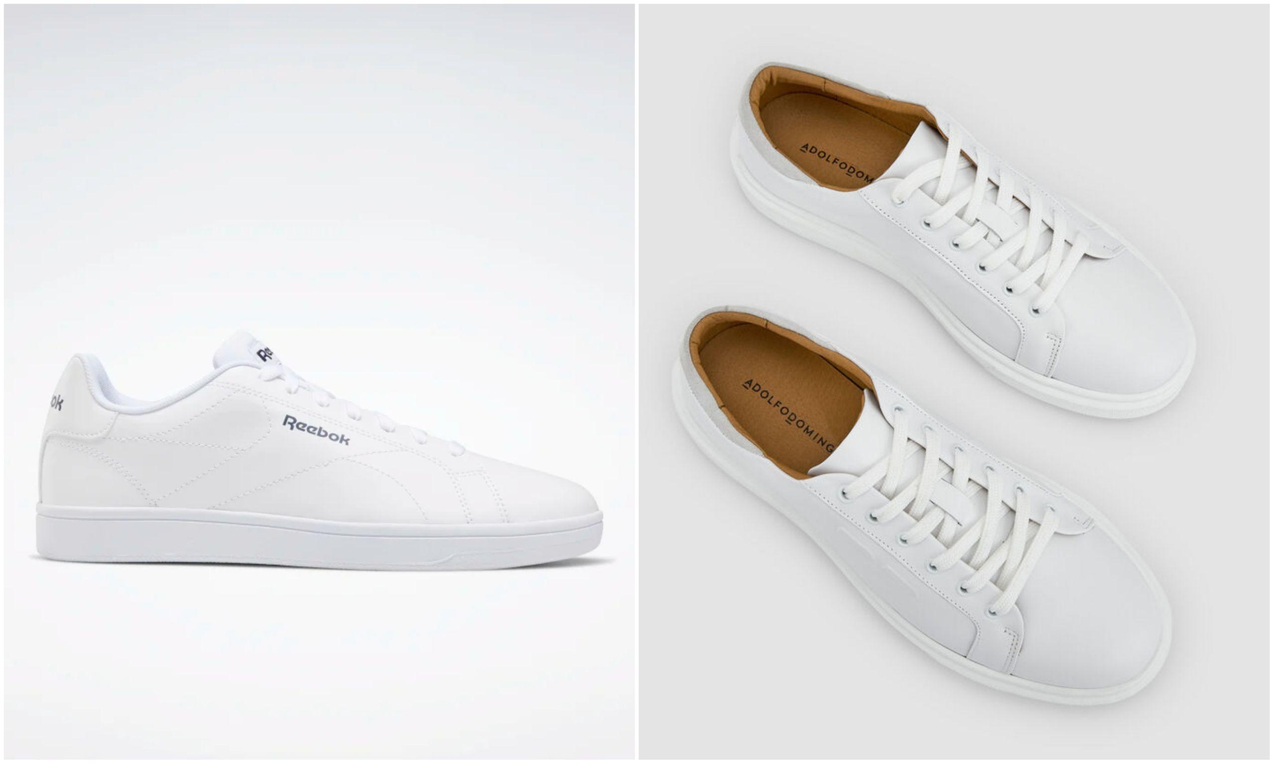 A la izquierda, zapatilla Reebok; a la derecha, zapatilla Adolfo Domínguez