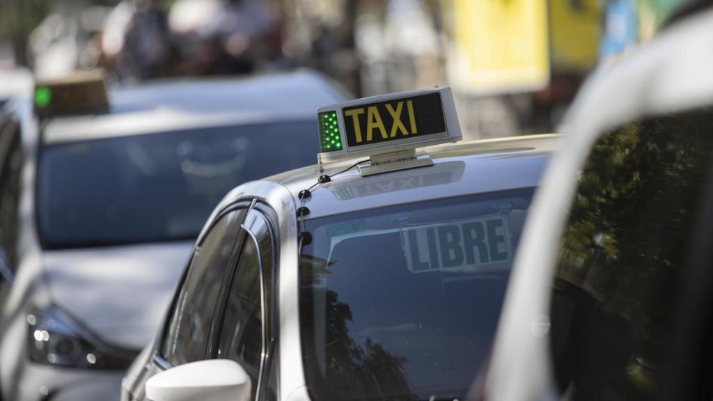 Algunos taxis estacionados en Sevilla.