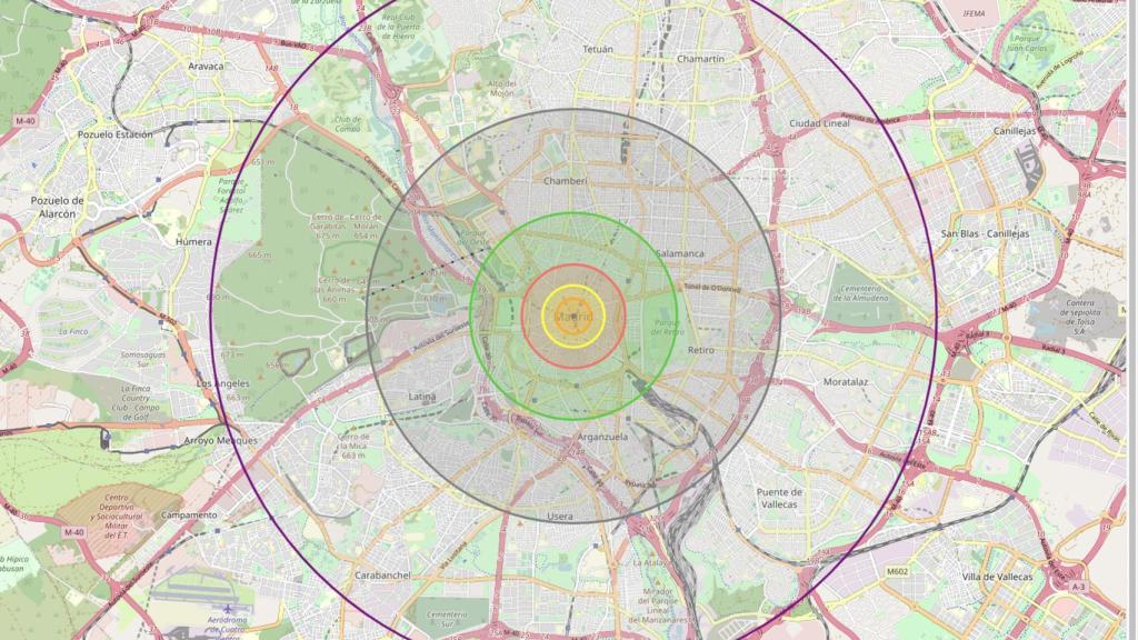 Radio de explosión en Madrid.