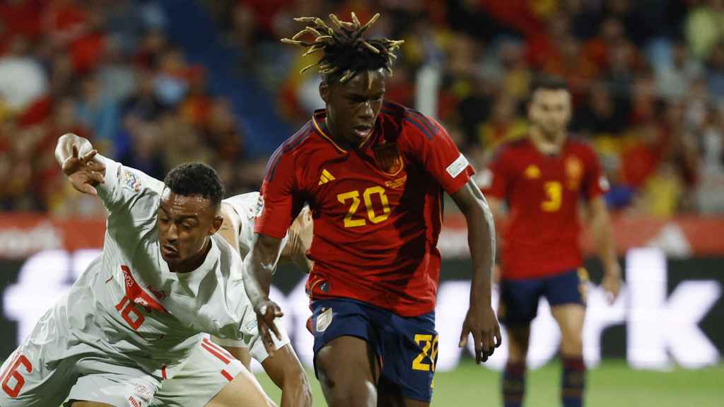 Nico Williams, durante el partido España - Suiza de la UEFA Nations League