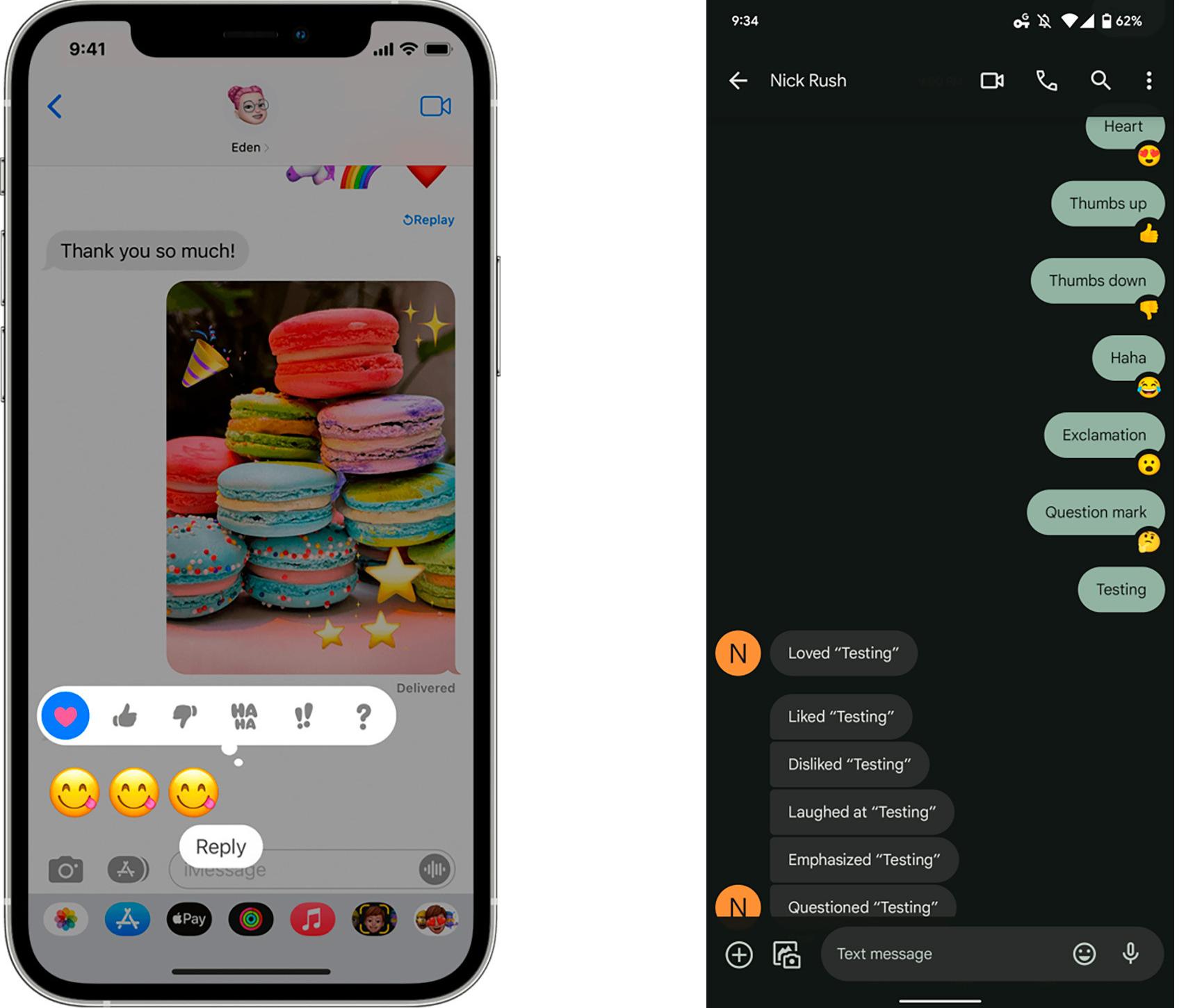 Las nuevas reacciones solo texto