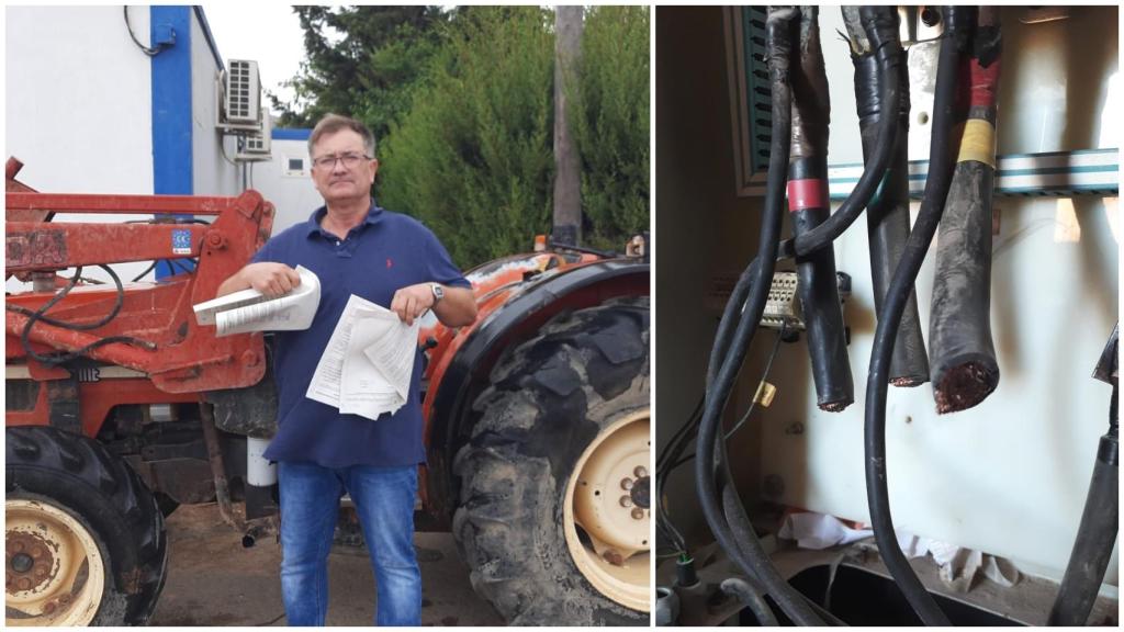 Félix Garre, en su Finca de El Molino en Torre Pacheco, mostrando las denuncias que ha presentado ante la Guardia Civil durante el último mes y medio.