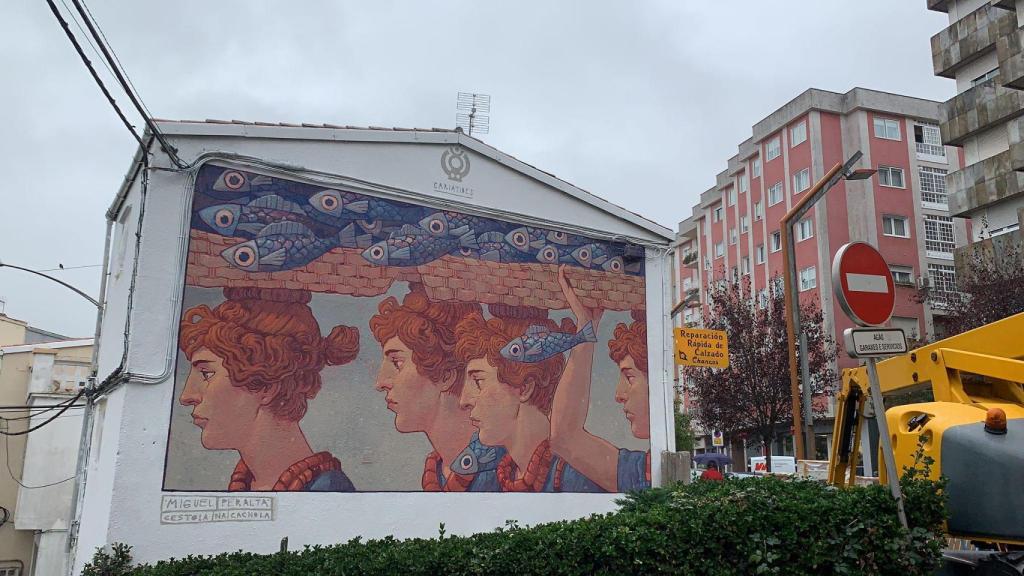 Mural de Cestola na Cachola en San Antoniño, en Pontevedra.