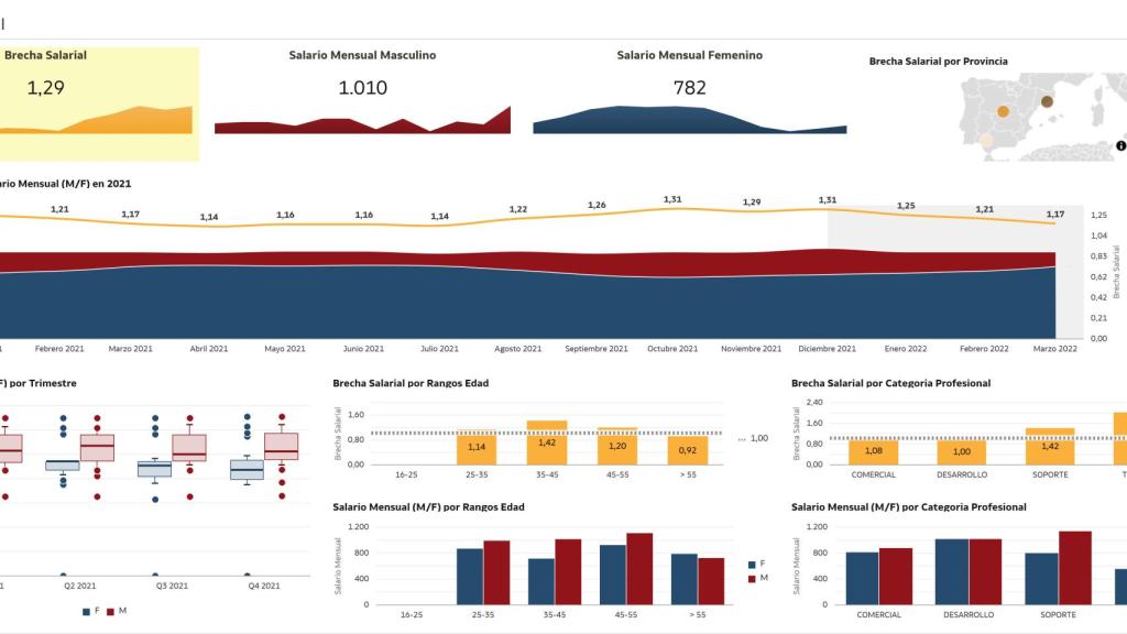 Gráfico que ilustra la brecha salarial en la empresa analizada