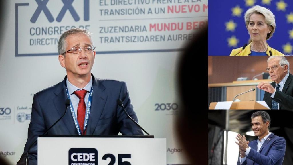 Pablo Hernández de Cos, Ursula von der Leyen, Pedro Sánchez y Josep Borrell.