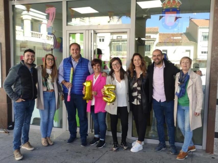 Guijuelo Joven durante la celebración de su 15 cumpleaños, este viernes.