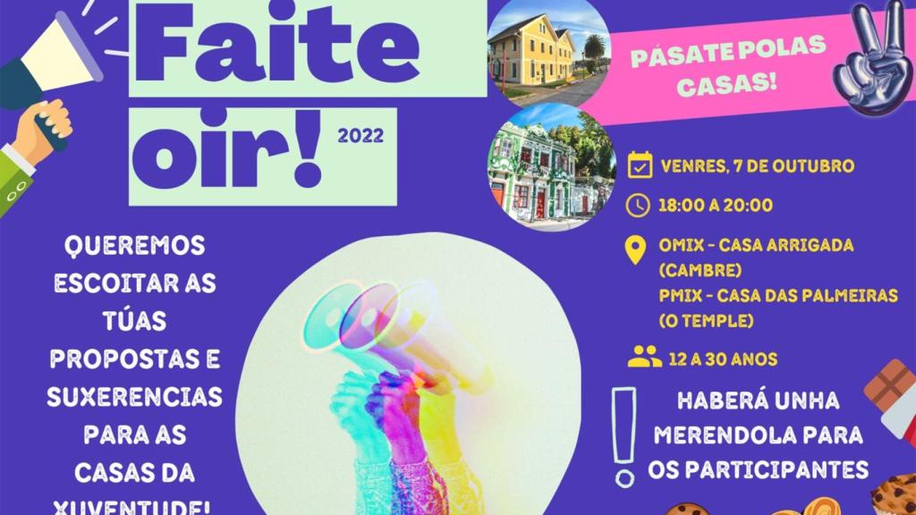 Cartel de la campaña dirigida a los jóvenes de Cambre ‘Faite oír!’.