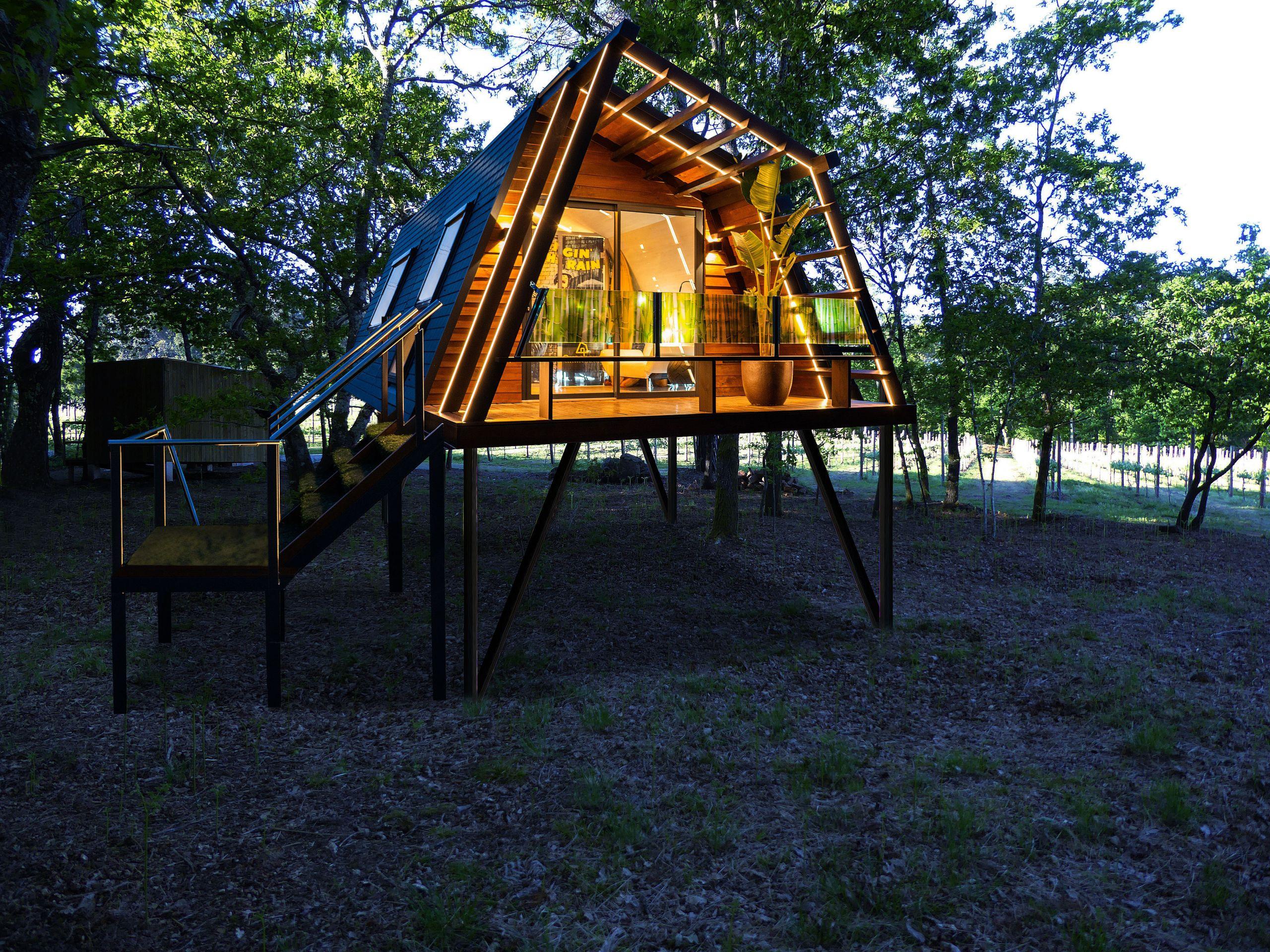 Cabaña de Quechova sobre plataforma. Foto: Pombo Fotógrafos (Cedida)