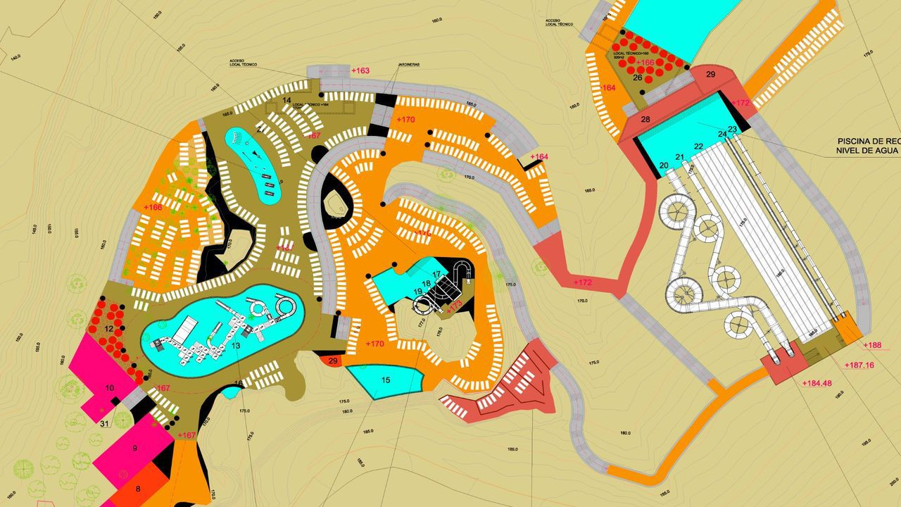 Mapa del parque acuático de Meis. Foto: Concello de Meis