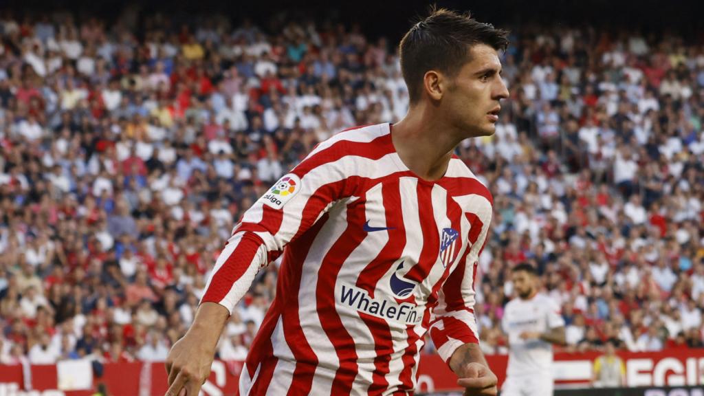 Álvaro Morata celebra un gol en el Sánchez-Pizjuán