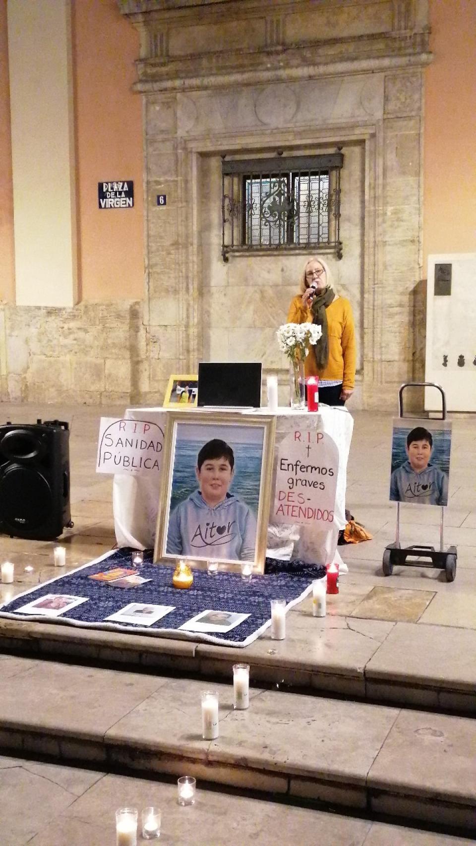 Marta, en uno de los actos de protesta en memoria de Aitor.