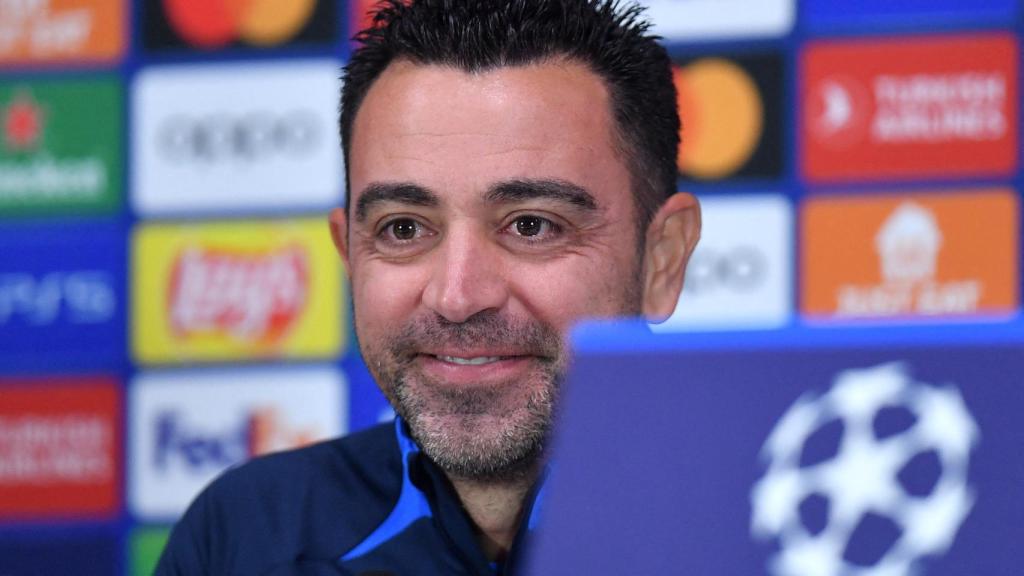 Xavi Hernández, en rueda de prensa de la UEFA Champions League