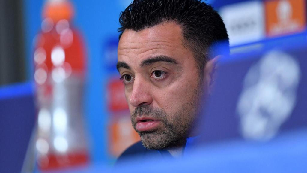 Xavi Hernández, en rueda de prensa de la UEFA Champions League