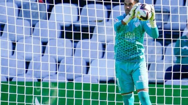 Manolo Reina durante el Racing de Santander-Málaga CF